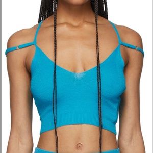 Jacquemus Blue "La Maille Aneto" Crop Knit Top sz 34 XS 2
